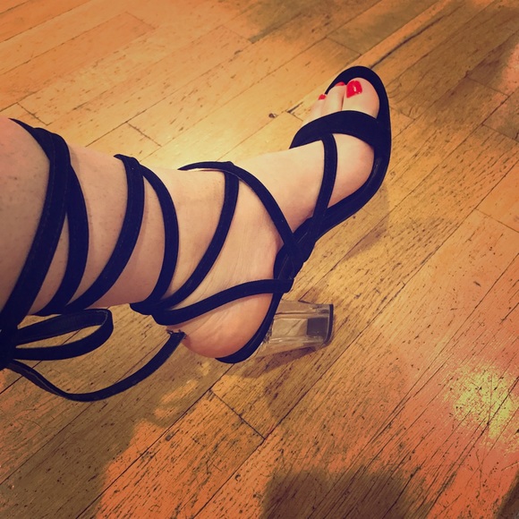 Public Desire Shoes - Public desire lace up PVC heel open toe sandal